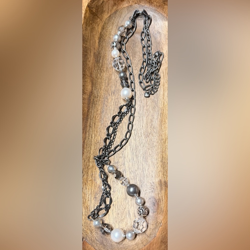 Brighton Silver and Pearl Chain Necklace 30+”